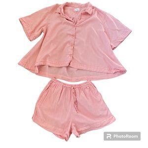Comfortable Pink Short Sleeve Pajama Set - Women